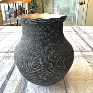 Vintage Native American Hand Coiled Hand Painted Acoma Pueblo Pottery Jay Vallo